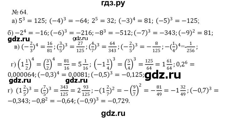 ГДЗ по алгебре 7 класс Цейтлiн   вправа - 64, Решебник