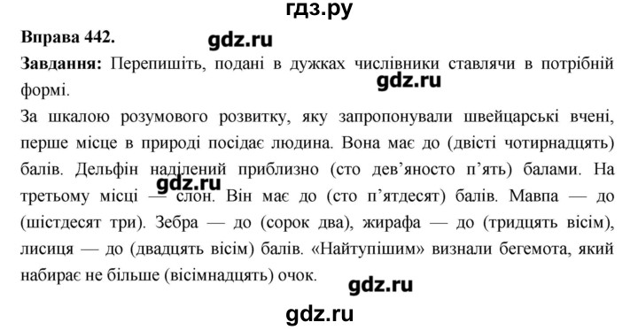 ГДЗ по украинскому языку 6 класс Глазова   вправа - 442, Решебник
