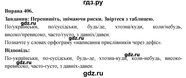 ГДЗ по украинскому языку 7 класс Глазова   вправа - 406, Решебник