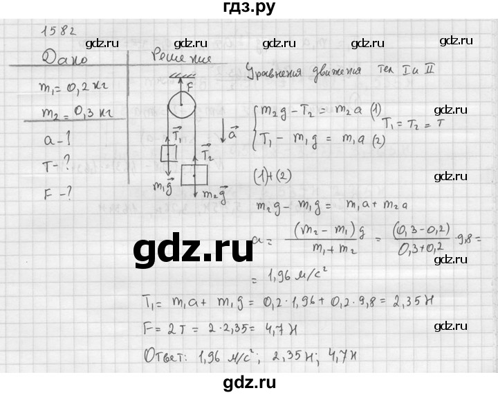 ГДЗ по физике 7‐9 класс  Перышкин Сборник задач  номер - 1582, Решебник
