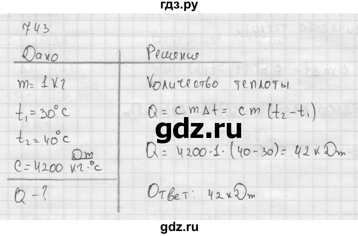 ГДЗ по физике 7‐9 класс  Перышкин Сборник задач  номер - 743, Решебник