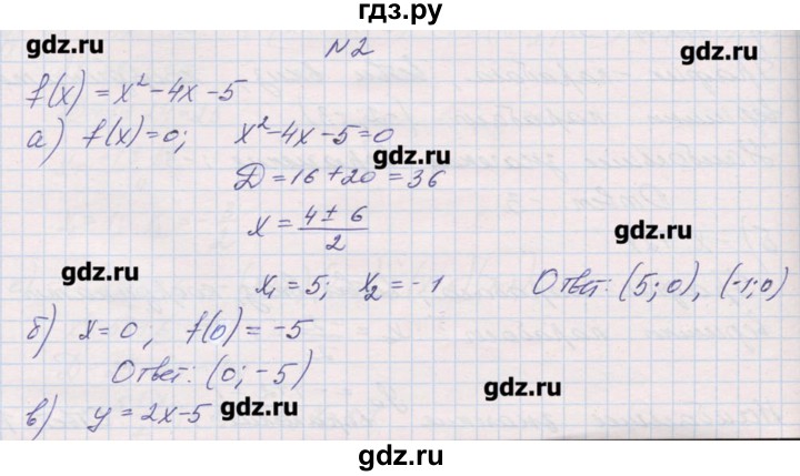 ГДЗ по алгебре 9 класс Звавич дидактические материалы  контрольные работы / К-2 / подготовительный вариант - 2, Решебник 