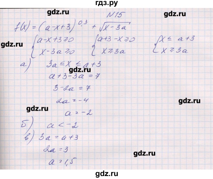 ГДЗ по алгебре 9 класс Звавич дидактические материалы  упражнения с параметрами / вариант 2 - 15, Решебник 