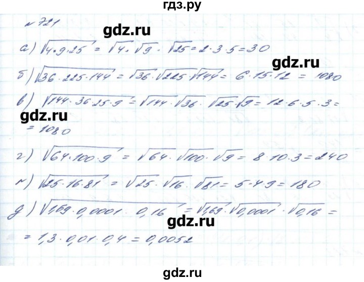 ГДЗ по алгебре 8 класс Бевз   вправа - 721, Решебник