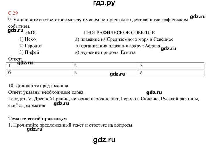 ГДЗ по географии 5 класс Молодцов тетрадь-практикум  страница - 29, Решебник