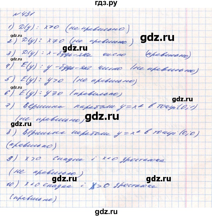 ГДЗ по алгебре 8 класс Тарасенкова   вправа - 431, Решебник