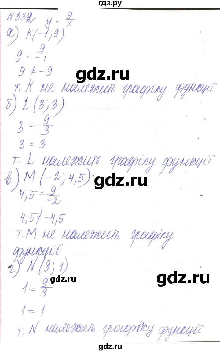 ГДЗ по алгебре 8 класс Кравчук   вправа - 332, Решебник