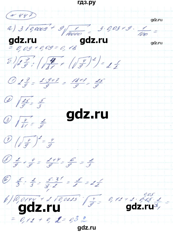 ГДЗ по алгебре 8 класс Кравчук   вправа - 447, Решебник