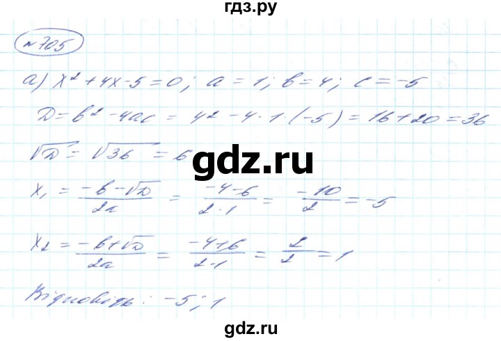 ГДЗ по алгебре 8 класс Кравчук   вправа - 705, Решебник