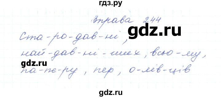 ГДЗ по украинскому языку 5 класс Ермоленко   вправа - 244, Решебник
