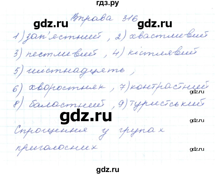 ГДЗ по украинскому языку 5 класс Ермоленко   вправа - 316, Решебник