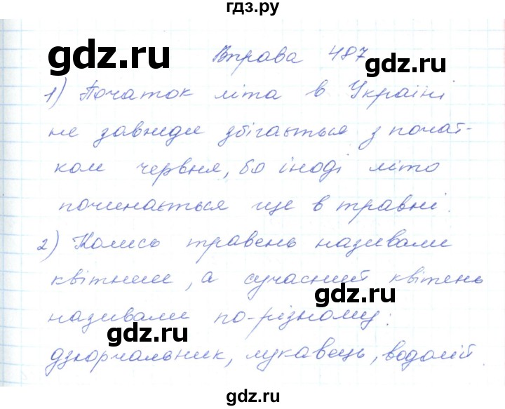ГДЗ по украинскому языку 5 класс Ермоленко   вправа - 487, Решебник