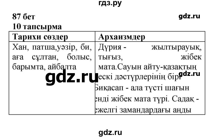 ГДЗ по казахскому языку 6 класс Аринова   страница - 87, Решебник