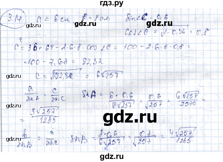 ГДЗ по геометрии 9 класс Шыныбеков   раздел 3 / задача - 3.14, Решебник
