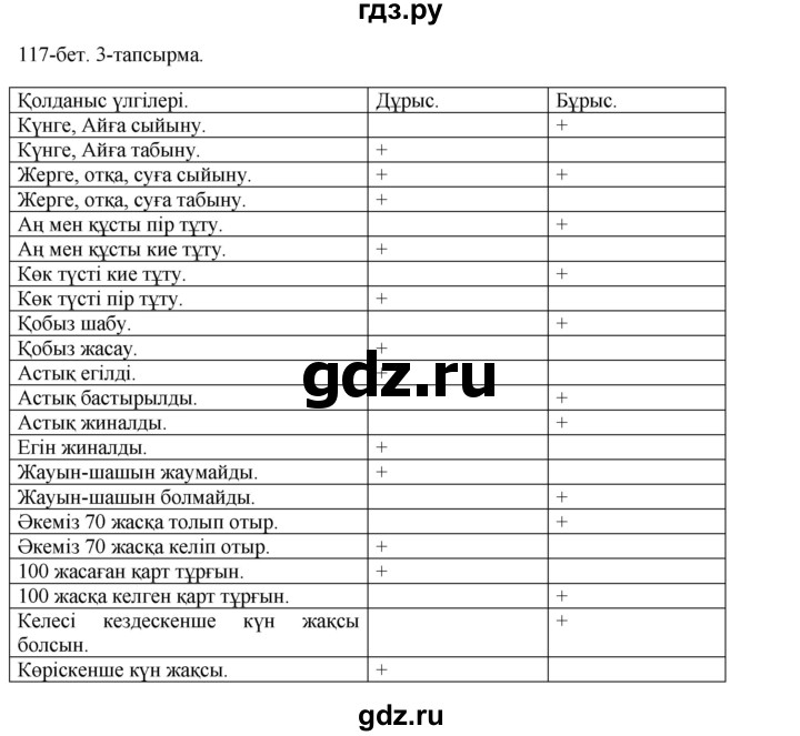 ГДЗ по казахскому языку 10 класс Балтабаева   страница (бет) - 117, Решебник