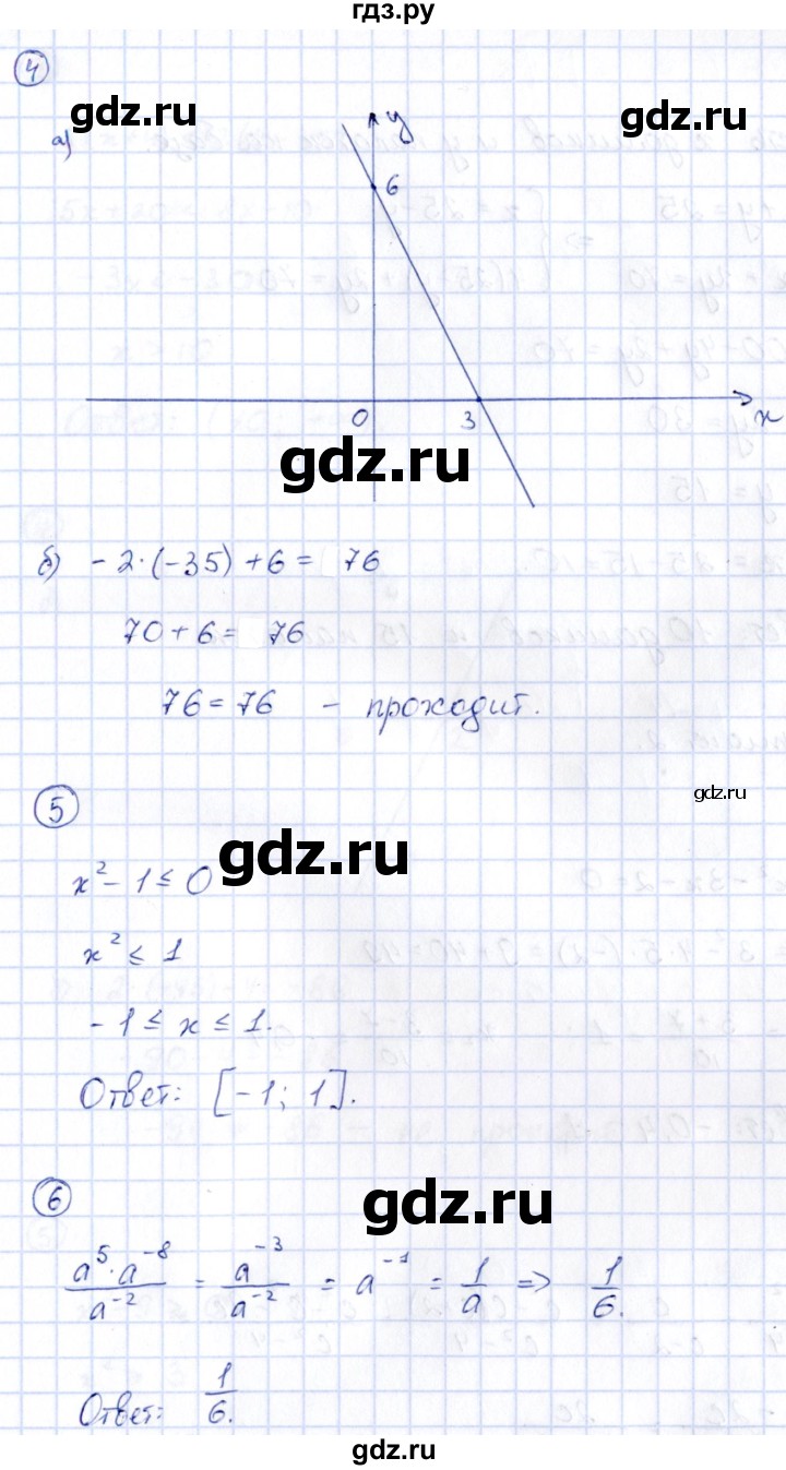 ГДЗ по алгебре 9 класс Кузнецова сборник заданий  раздел 1 / работа 4. вариант - 1, Решебник