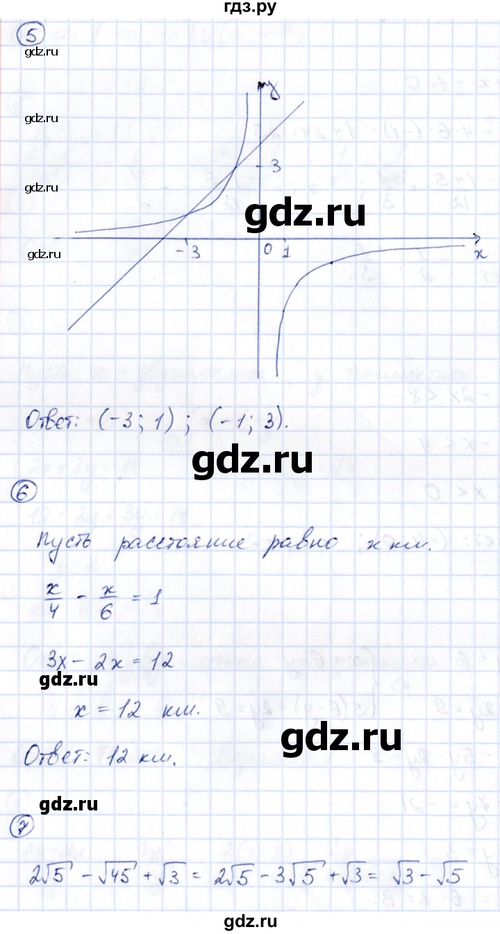 ГДЗ по алгебре 9 класс Кузнецова сборник заданий  раздел 1 / работа 5. вариант - 1, Решебник