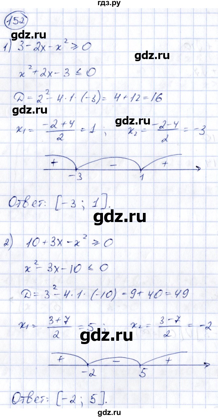 ГДЗ по алгебре 9 класс Кузнецова сборник заданий  раздел 2 - 152, Решебник