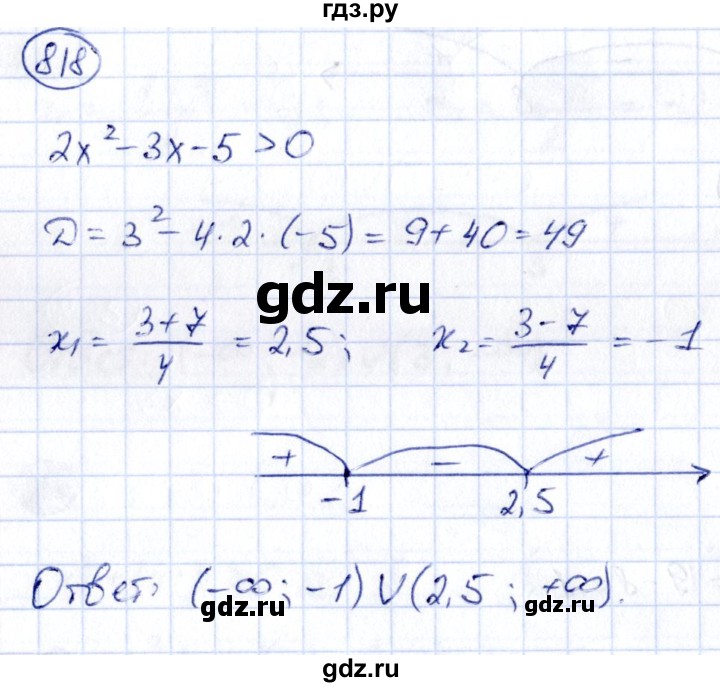 ГДЗ по алгебре 9 класс Кузнецова сборник заданий  задания - 818, Решебник