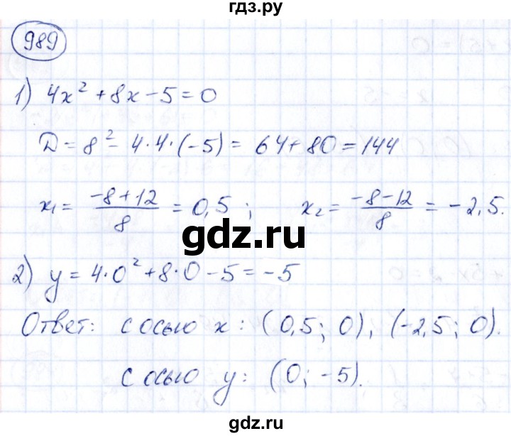 ГДЗ по алгебре 9 класс Кузнецова сборник заданий  задания - 989, Решебник