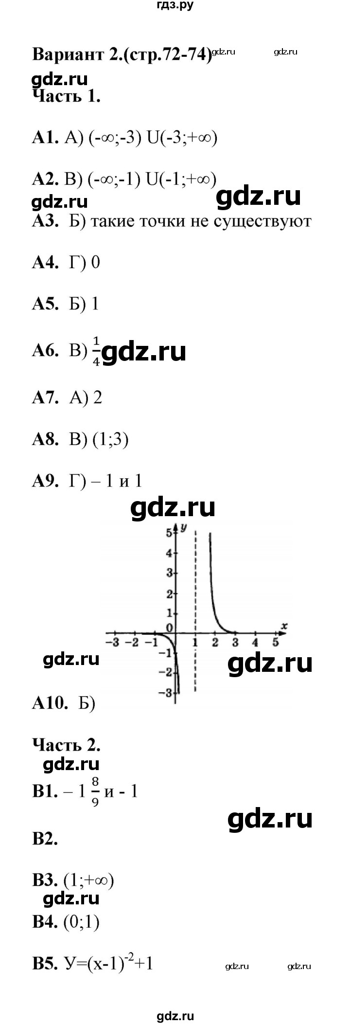 ГДЗ по алгебре 9 класс  Ключникова тесты  тема 5 (вариант) - 2, Решебник
