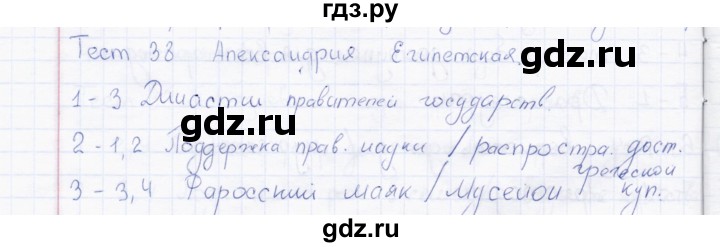 ГДЗ по истории 5 класс  Алексашкина тесты  тест - 38, Решебник №1