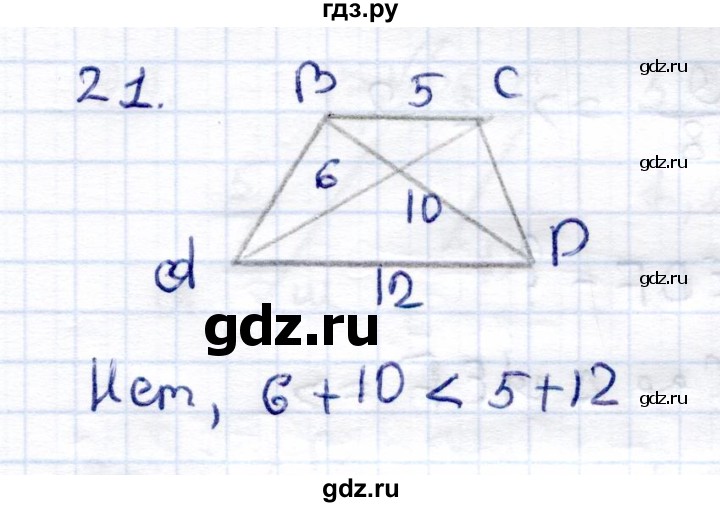 ГДЗ по геометрии 8 класс  Рязановский контрольные измерительные материалы (ким)  задача - 21, Решебник