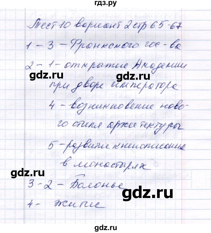 ГДЗ по истории 6 класс Воробьева тесты История России (Арсентьев) тест 10 - Вариант 2, Решебник 2017