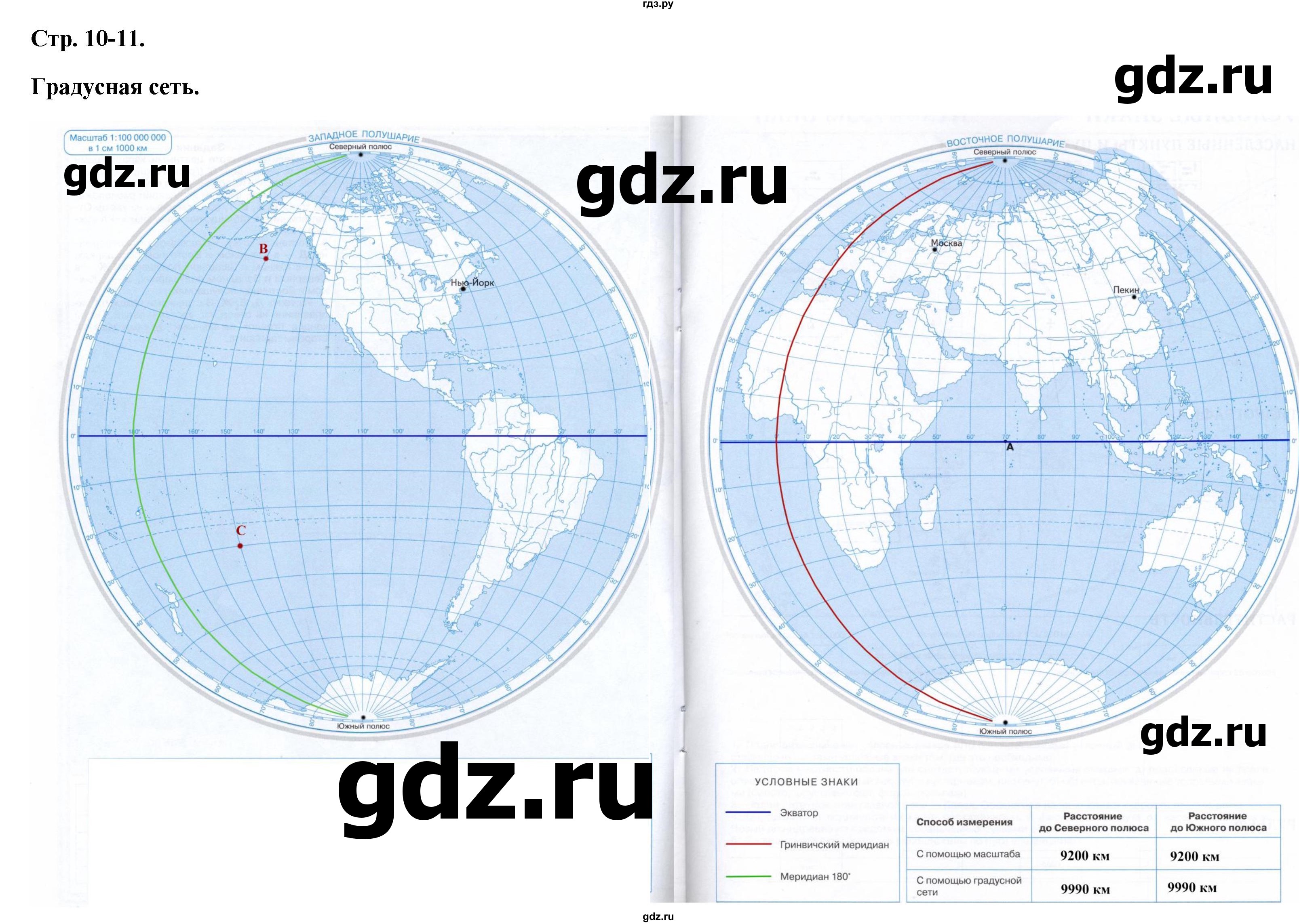ГДЗ по географии 5 класс Курбский атлас с контурными картами  страница - 10-11, Решебник 2021