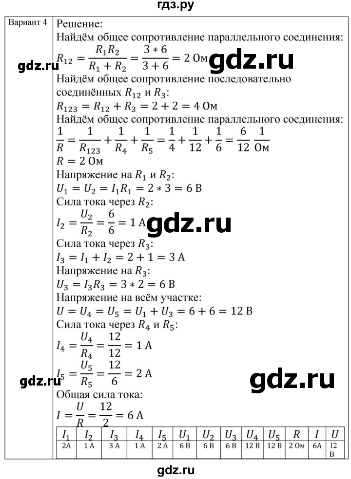 ГДЗ по физике 8 класс Громцева контрольные и самостоятельные работы  самостоятельные работы / СР-36 - Вариант 4, Решебник