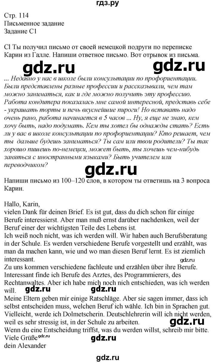 ГДЗ по немецкому языку 9 класс Захарова Wunderkinder Plus Углубленный уровень страница - 114, Решебник
