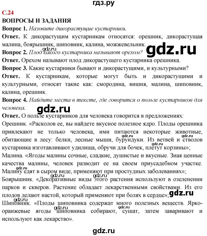 ГДЗ по природоведению 6 класс Лифанова  Для обучающихся с интеллектуальными нарушениями страница - 24, Решебник