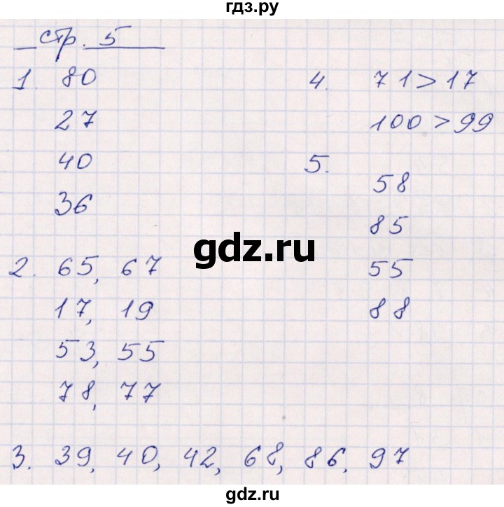 ГДЗ по математике 2 класс Рудницкая контрольные работы  часть 1. страницы - 5, Решебник