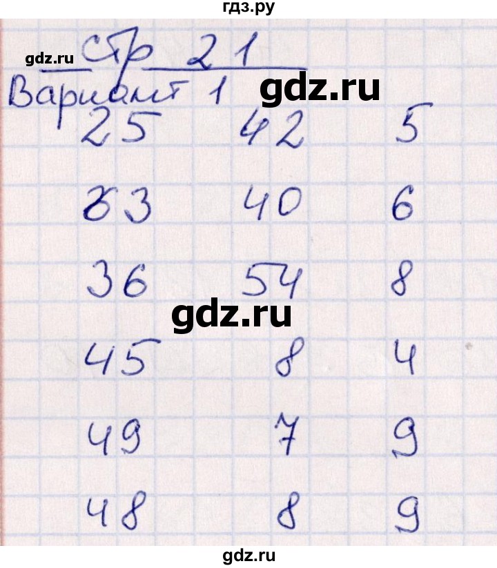 ГДЗ по математике 3 класс Рудницкая контрольные работы (Моро) часть 1. страница - 21, Решебник