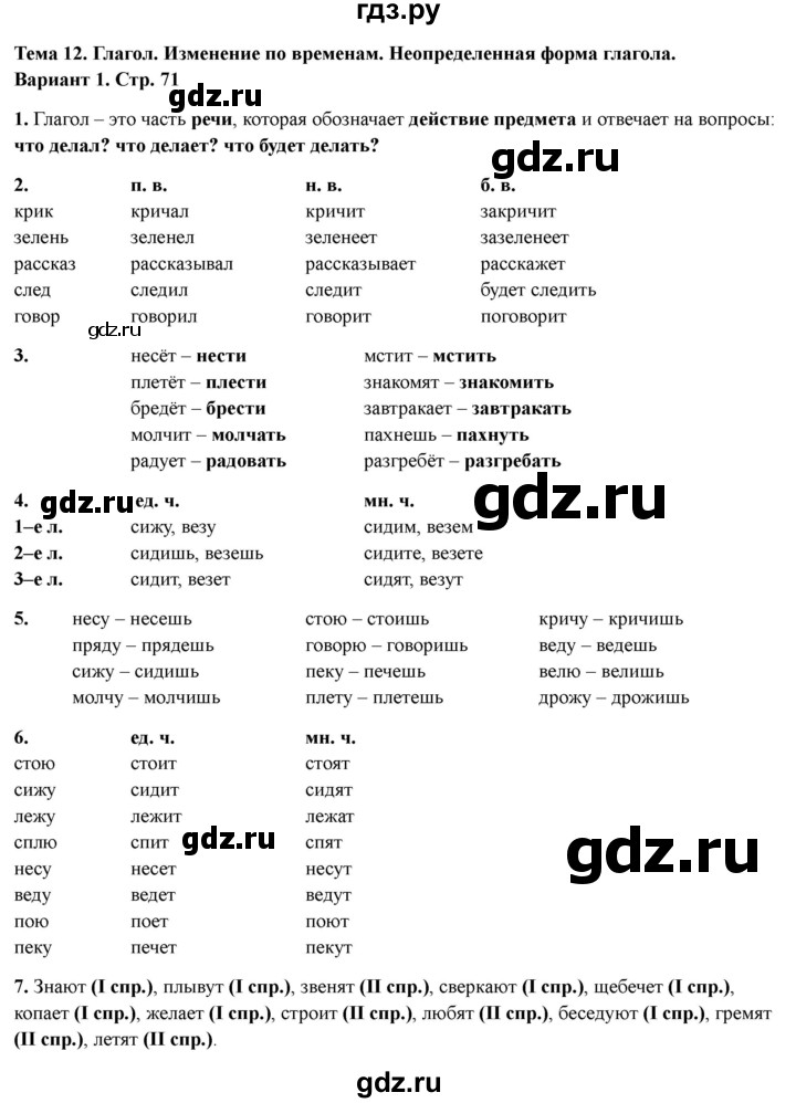 ГДЗ по русскому языку 4 класс Голубь Тематический контроль тема №12 - Вариант 1, Решебник 2025