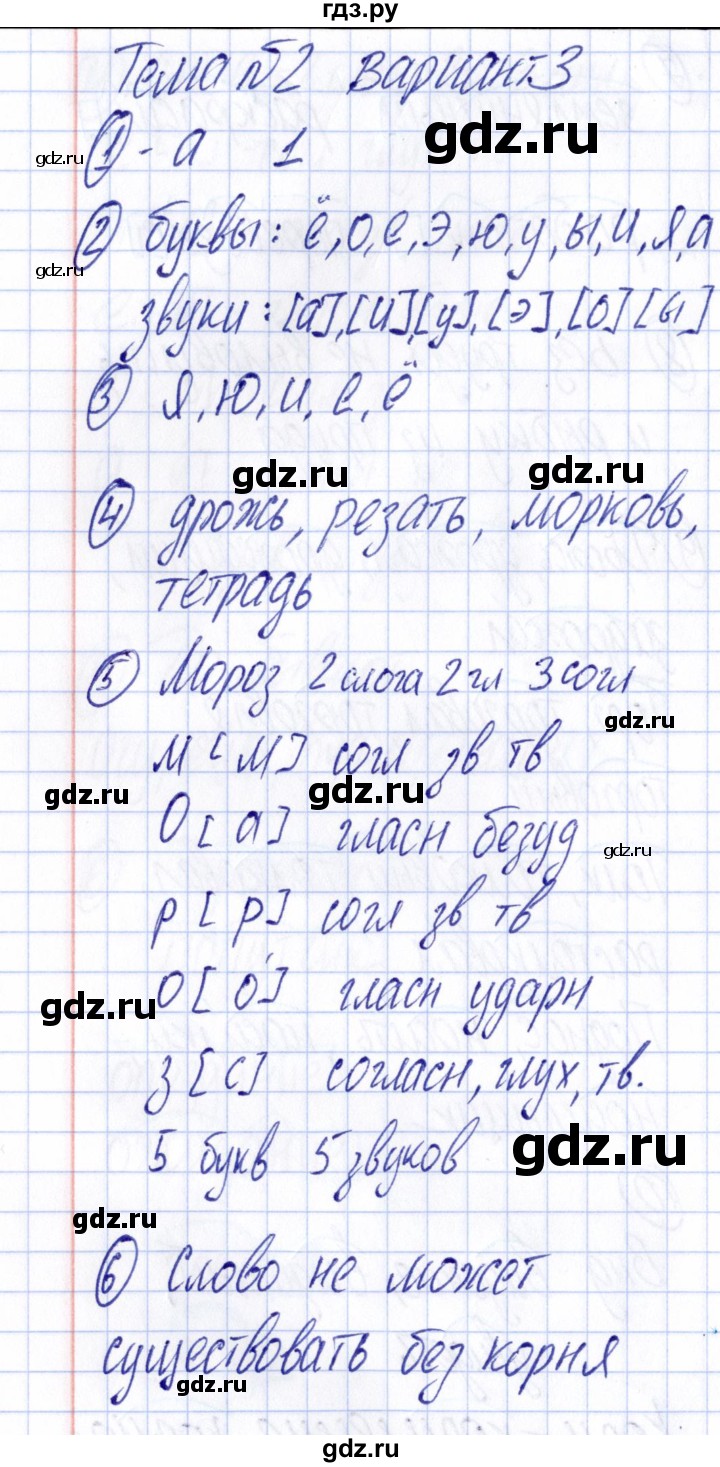 ГДЗ по русскому языку 4 класс Голубь Тематический контроль тема №2 - Вариант 3, Решебник №1 2019