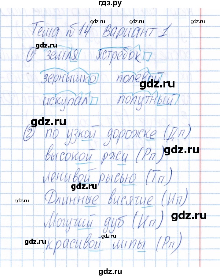 ГДЗ по русскому языку 4 класс Голубь Тематический контроль тема №14 - Вариант 1, Решебник №1 2019