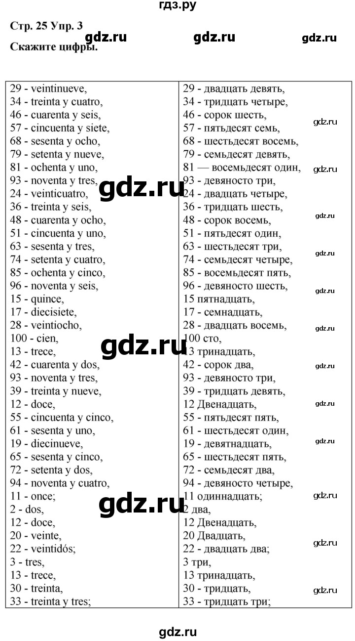 ГДЗ по испанскому языку 4 класс Бреславська   страница - 25, Решебник