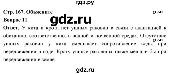 ГДЗ по биологии 8 класс Суматохин Углубленный уровень часть 2 / §31 / объясните - 11, Решебник