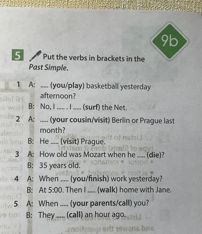 Put the verbs in brackets in the past Simple