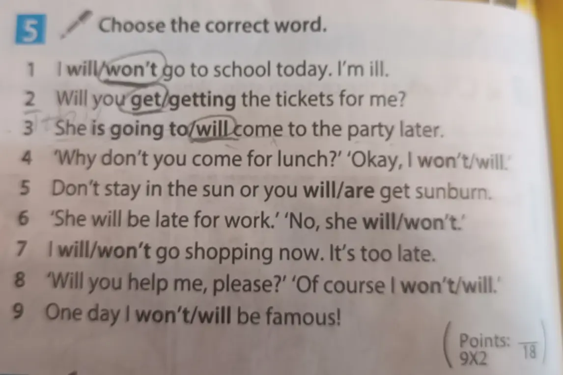 Chose the correct word.
