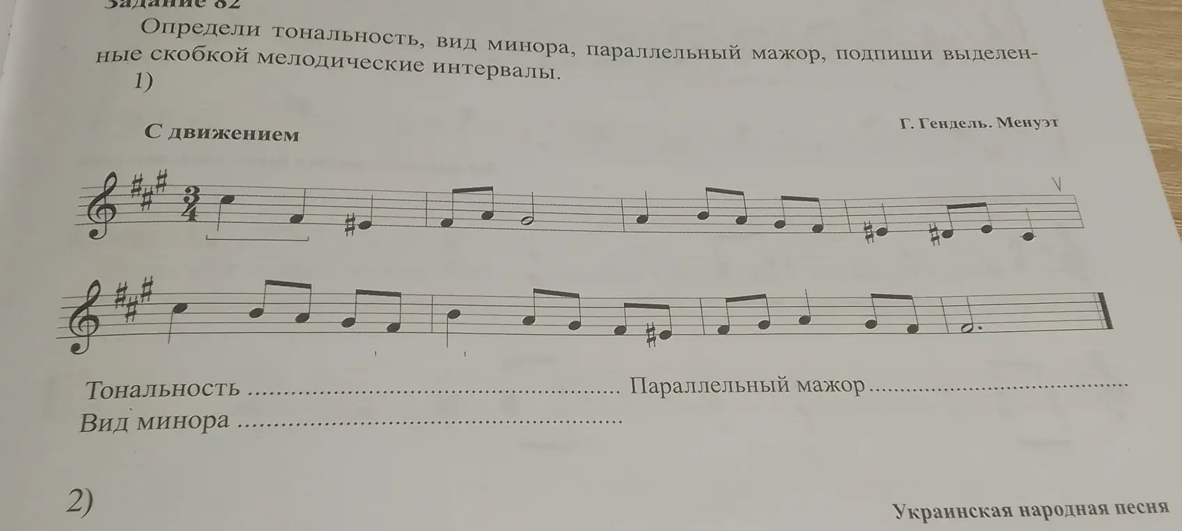 найди мне в произведении Г. Гендель. Менуэт тональность вид минора и параллельный мажор

