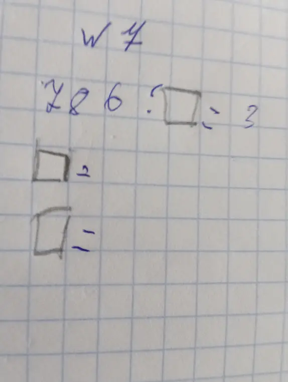 786 разделить на неизвестное равно 3 как это решить, но не в столбик. 