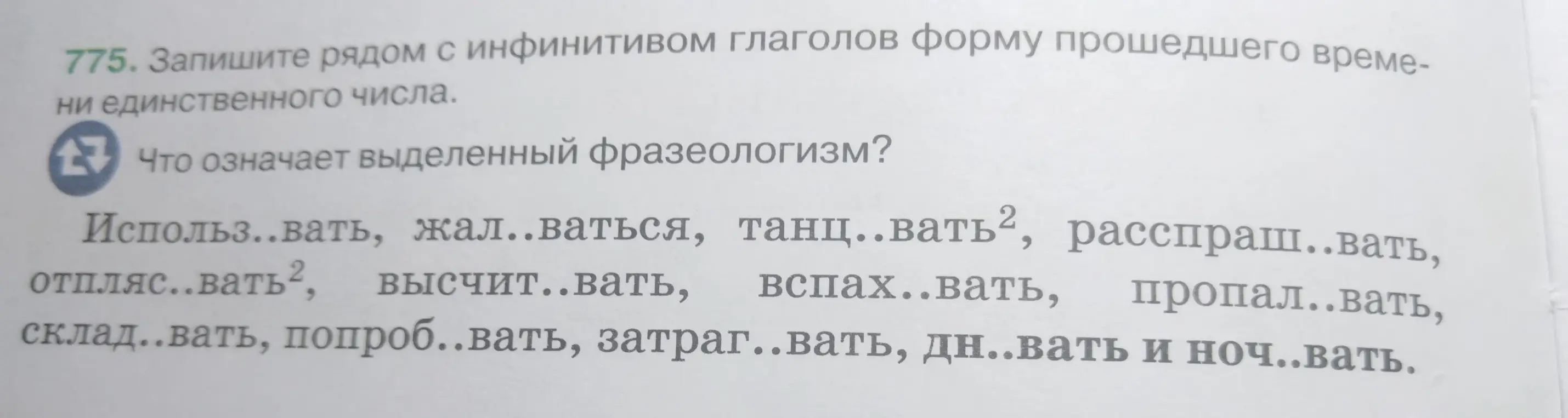 Запишите рядом с инфинитивом глаголов форму прошедшего времени единственного числа.