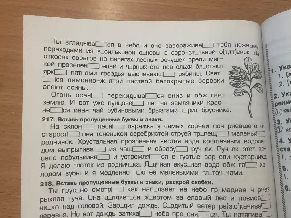 216. Вставь пропущенные буквы и знаки, раскрой скобки.
