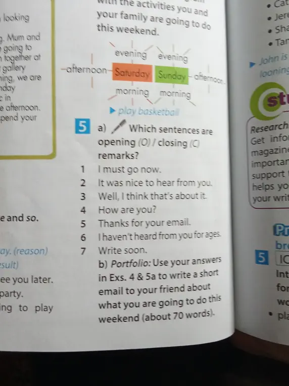 Which sentences are opening closing remarks?