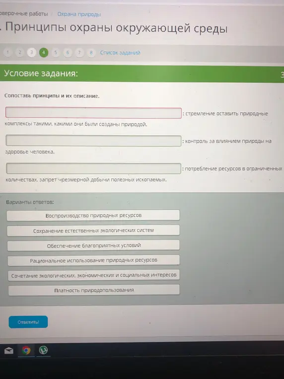 Сопоставят принципы и их описание 