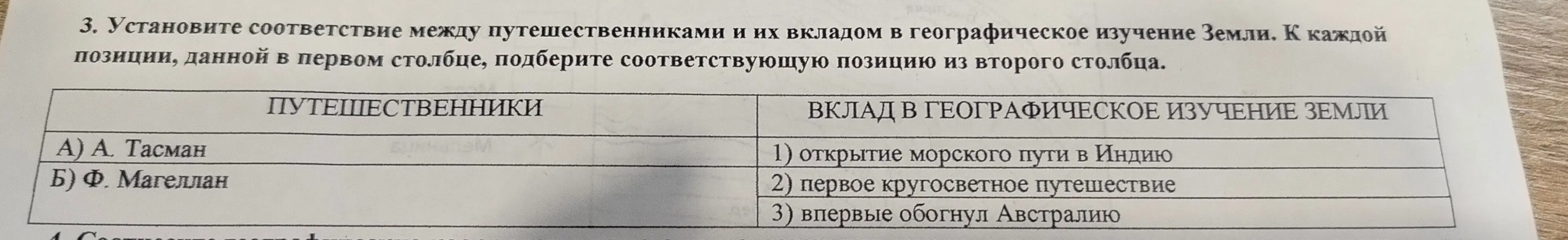 Установите сотвествие между путешествиниками и их вкладом в географическую изучение земли 