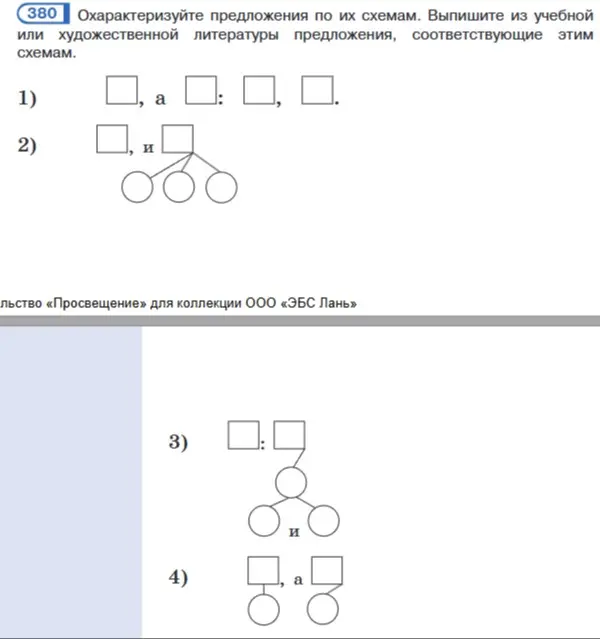 дай примеры предложений по схемам.
