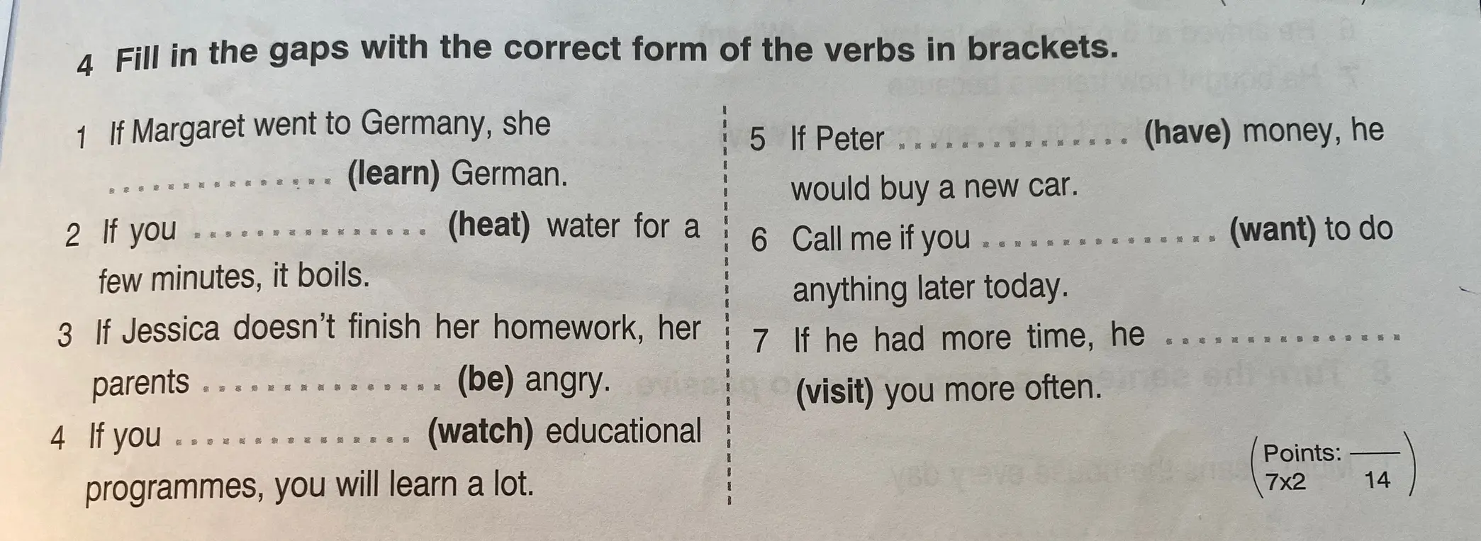 Fill in the gaps with the correct form of the verbs in brackets